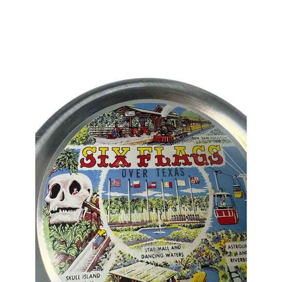 Vintage DFW Six Flags Over Texas Souvenir Decorative Plate 11” Amusement Park - Picture 9 of 14